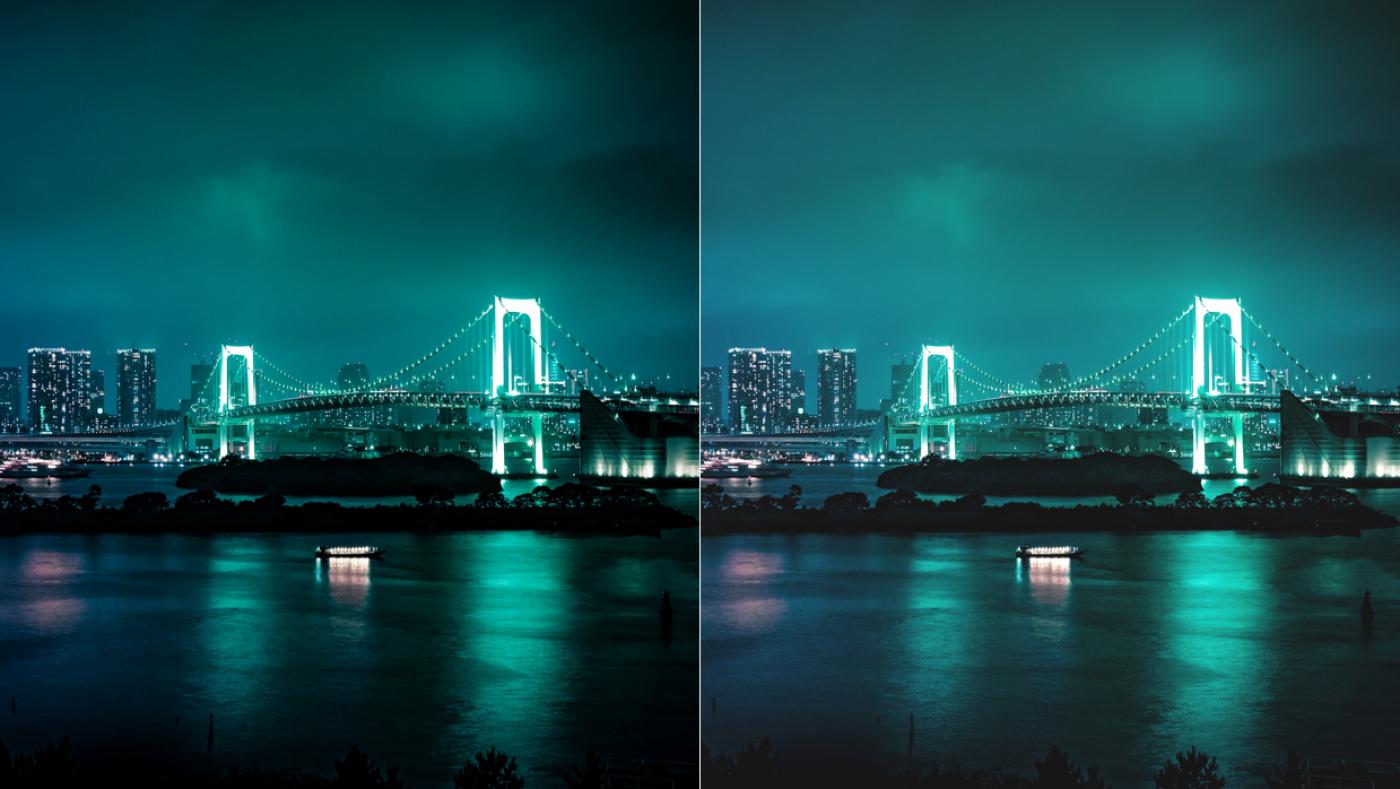 Bridge at night with lights