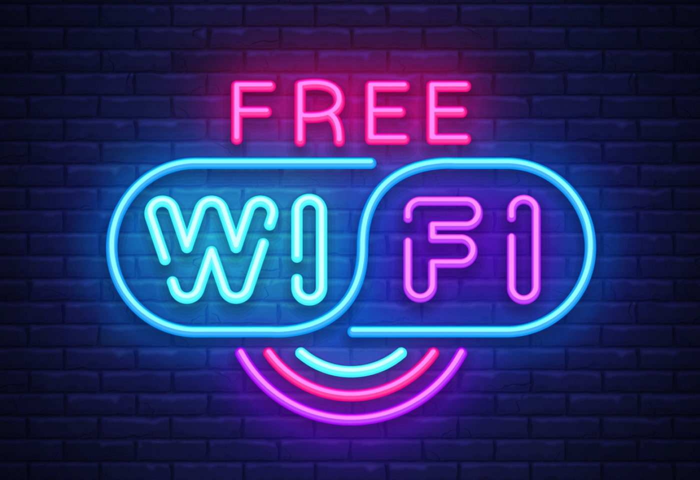 Neon sign that says free wi-fi