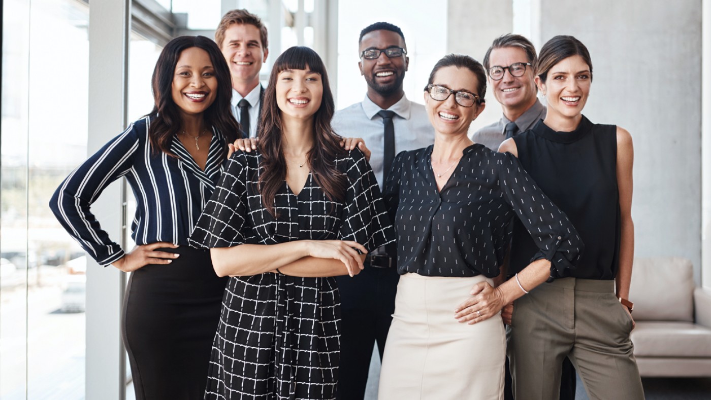 Group of office workers smiling