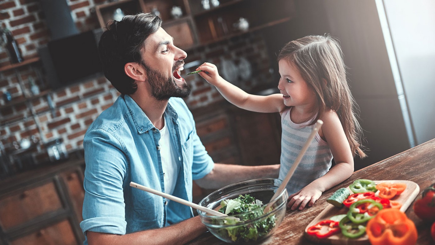 family cooking dinner