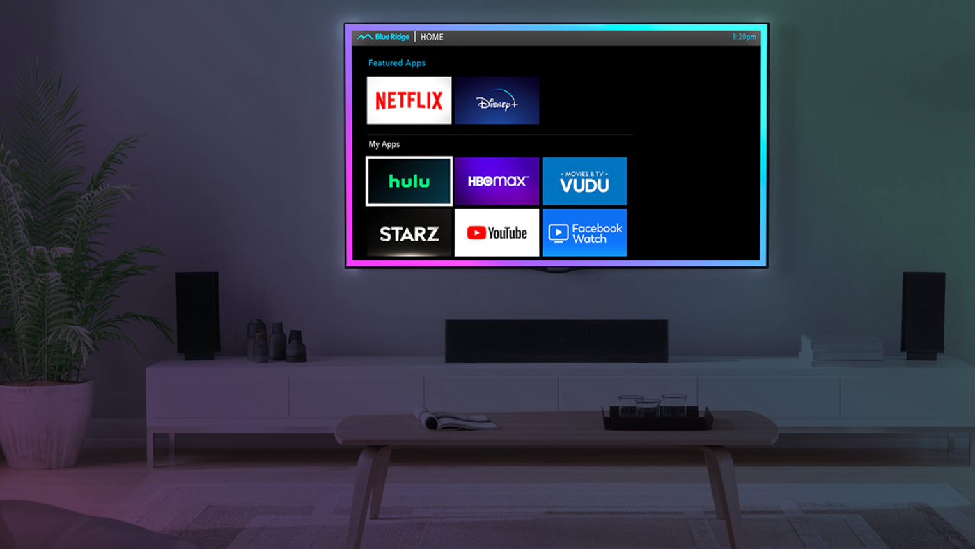 user interface of streaming apps on a tv screen