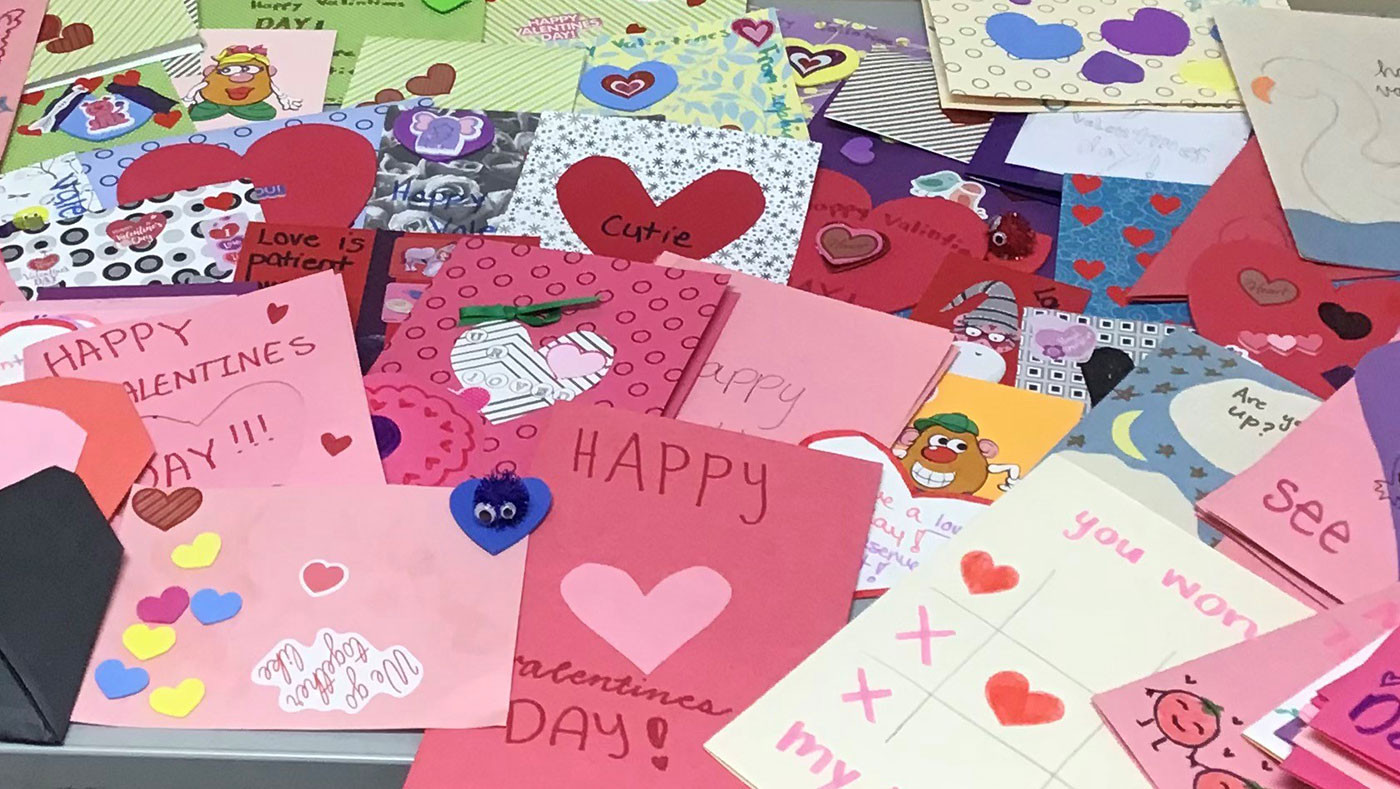 pile of handmade valentines day cards