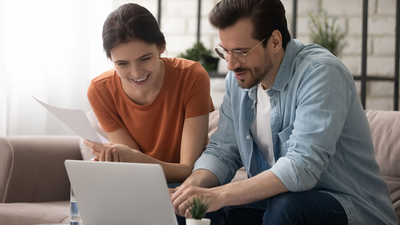 couple reviewing their bill