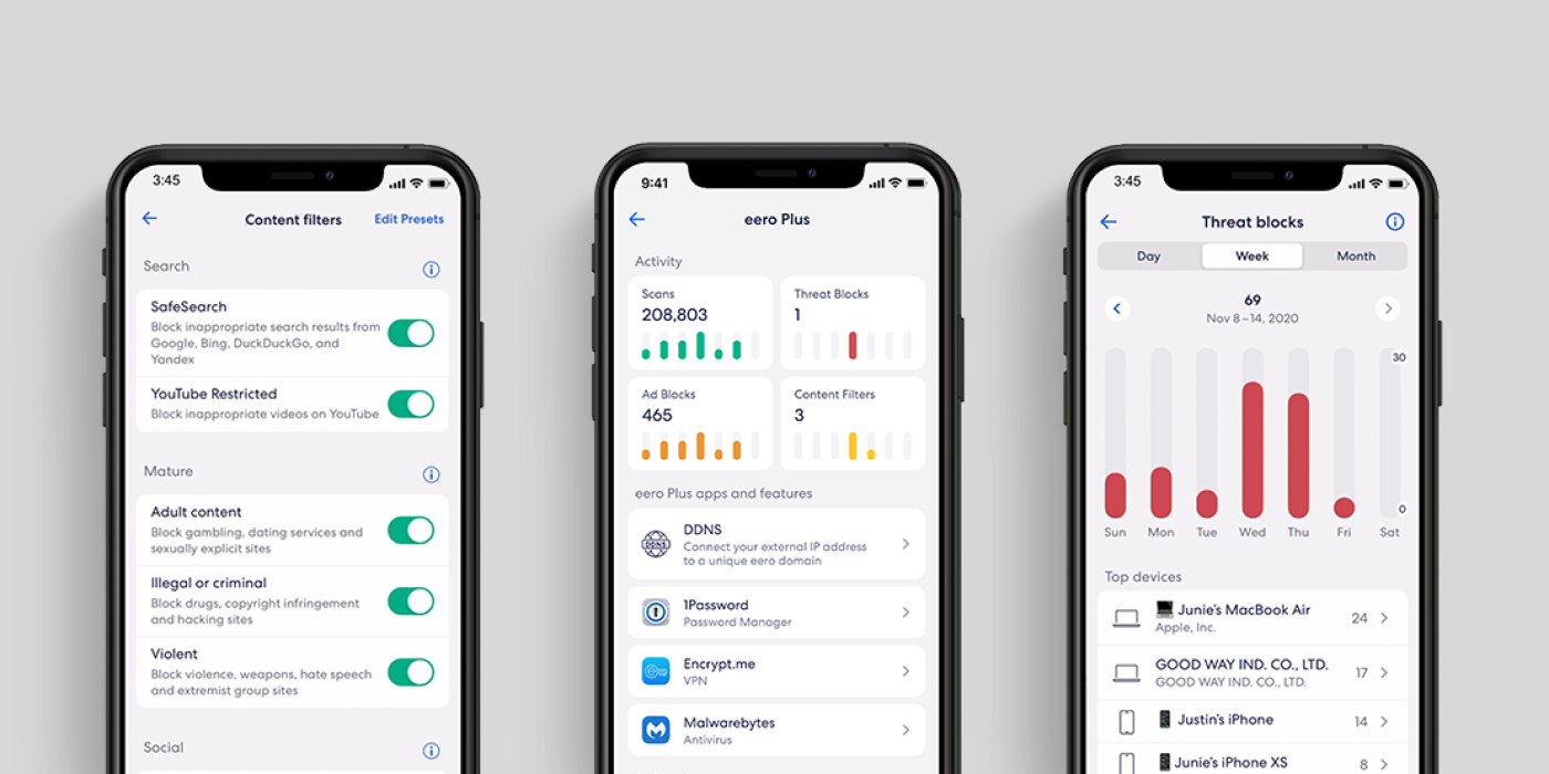 Content Filters, eero Plus and Threat Block
